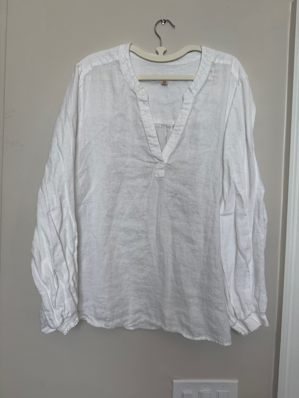 Boden White V-Neck Linen Tunic